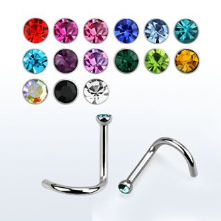 Nose Screw 1mm Polished Stainless Mixed Jewel (5)