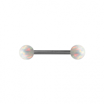 Double Opal Titanium Barbells 1.6mm - White