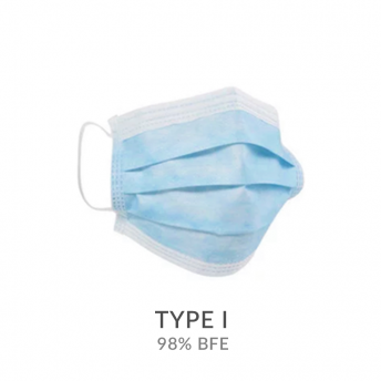 Face Mask 3 Ply Type I 98% (x50)
